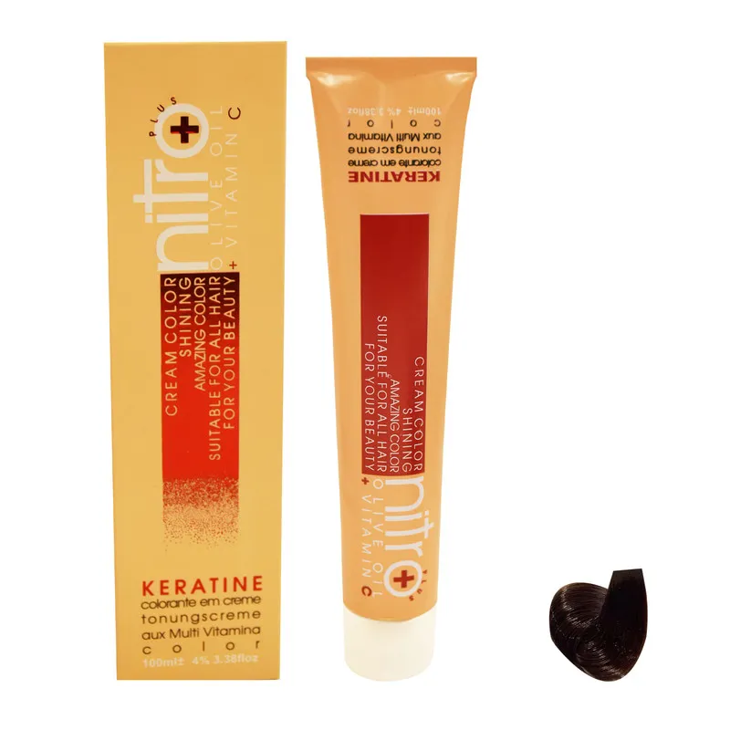 رنگ مو نیترو سری Keratine شماره 4.65حجم 100 میلی لیتر رنگ قهوه ای تنباکویی متوسط