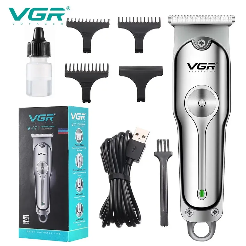 ماشین اصلاح موی سر و صورت وی جی ار مدل V-071 با تیغه دوار روکش الماس، موتور 8500 دور در دقیقه، باتری 600 میلی‌آمپر ساعت، شارژ USB، استفاده خشک و مرطوب و شانه قابل تنظیم دستی - تصویر 5