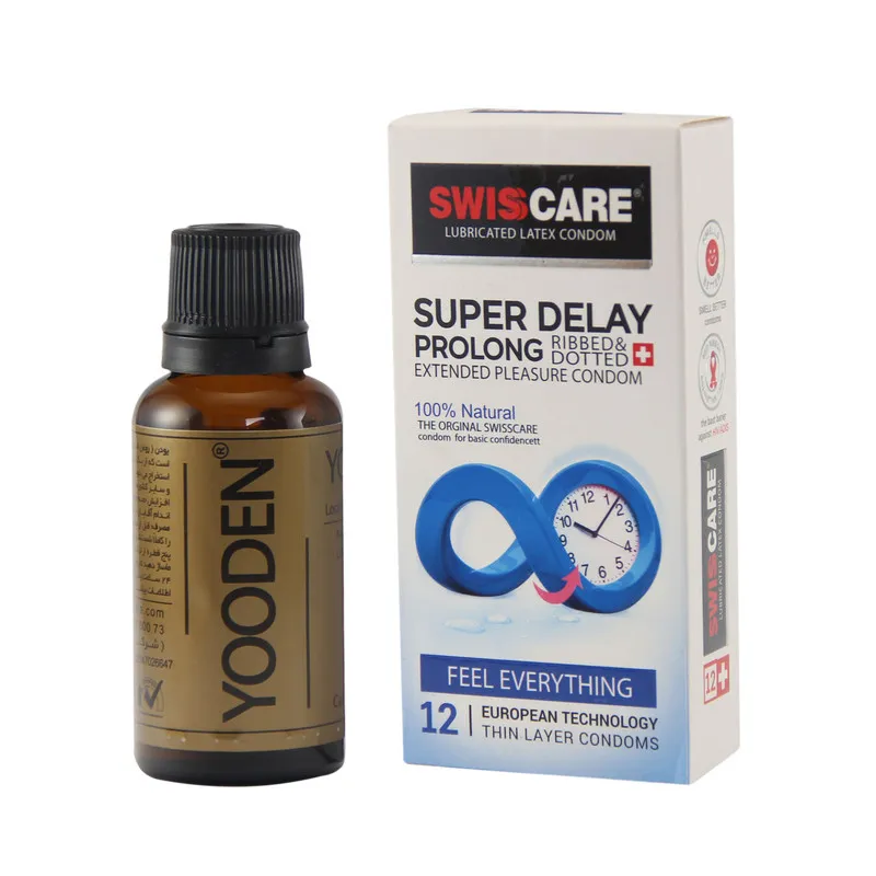 کاندوم سوئیس کر مدل Super Prolong بسته 12 عددی به همراه روغن یودن کد 01 حجم 30 میلی لیتر - تصویر 2