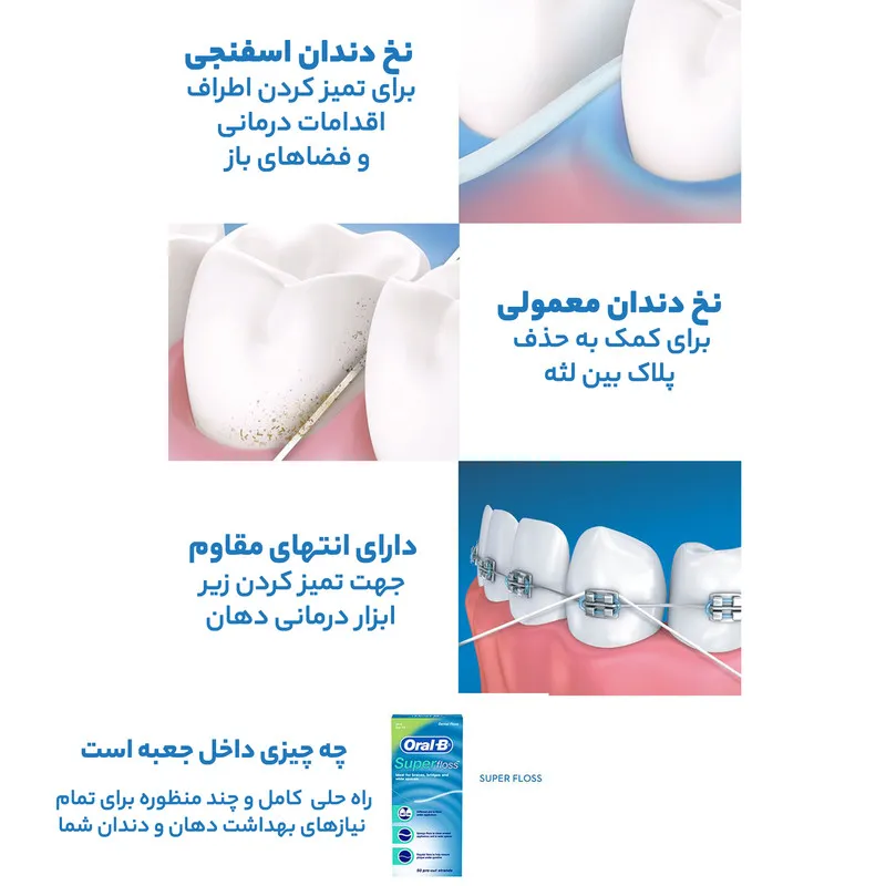 نخ دندان اورال-بی مدل super floss - تصویر 6