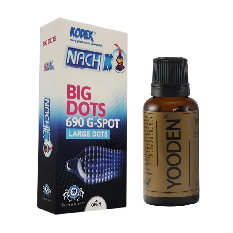 کاندوم ناچ کدکس مدل BIG DOTS بسته 10 عددی به همراه روغن یودن کد 01 حجم 30 میلی لیتر - تصویر 2