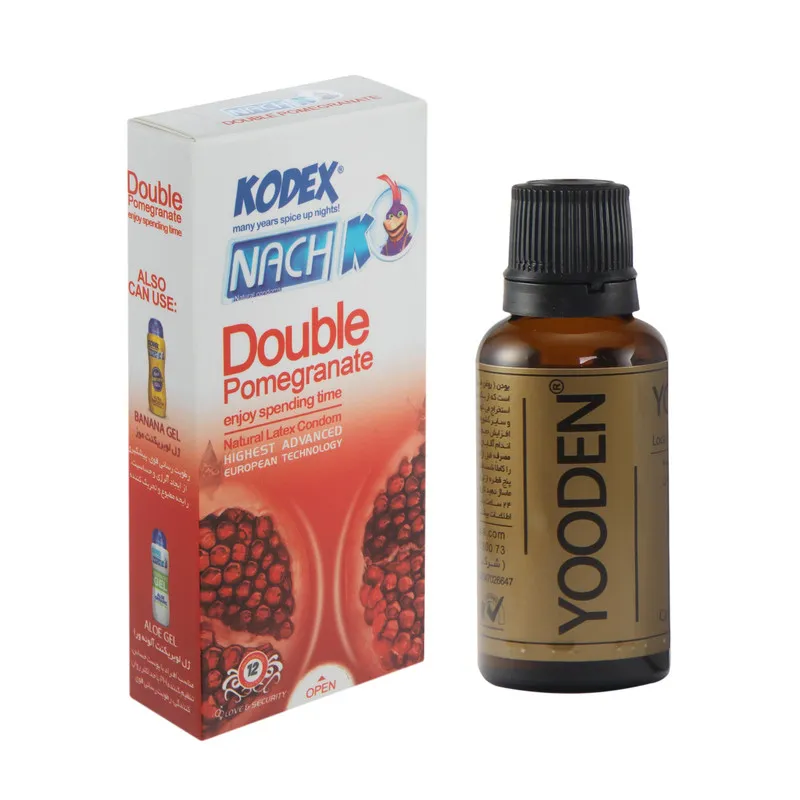 کاندوم ناچ کدکس مدل Double Pomegranate بسته 12 عددی به همراه روغن یودن کد 01 حجم 30 میلی لیتر - تصویر 2