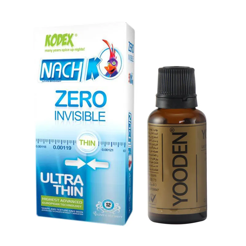 کاندوم ناچ کدکس مدل Zero Invisible بسته 12 عددی به همراه روغن یودن کد 01 حجم 30 میلی لیتر - تصویر 2