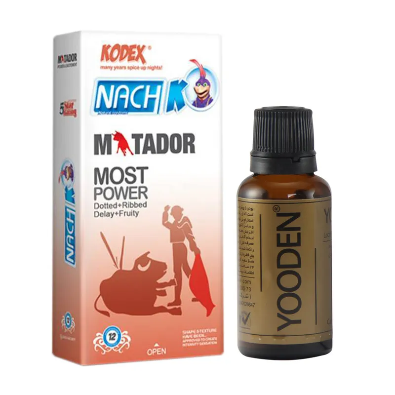 کاندوم ناچ کدکس مدل Matador بسته 12 عددی به همراه روغن یودن کد 01 حجم 30 میلی لیتر - تصویر 2