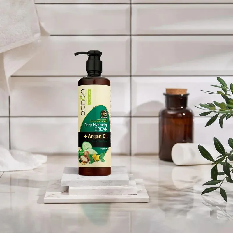 کرم مرطوبکننده شون، مدل Cucumber، مناسب انواع پوست، با عصاره خیار، حاوی روغن آرگان، مناسب استفاده برای دست و صورت، حجم 300 میلیلیتر - تصویر 2