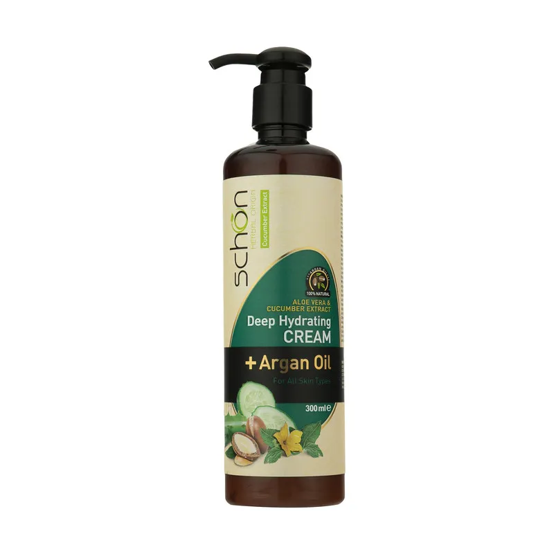کرم مرطوبکننده شون، مدل Cucumber، مناسب انواع پوست، با عصاره خیار، حاوی روغن آرگان، مناسب استفاده برای دست و صورت، حجم 300 میلیلیتر - تصویر 3