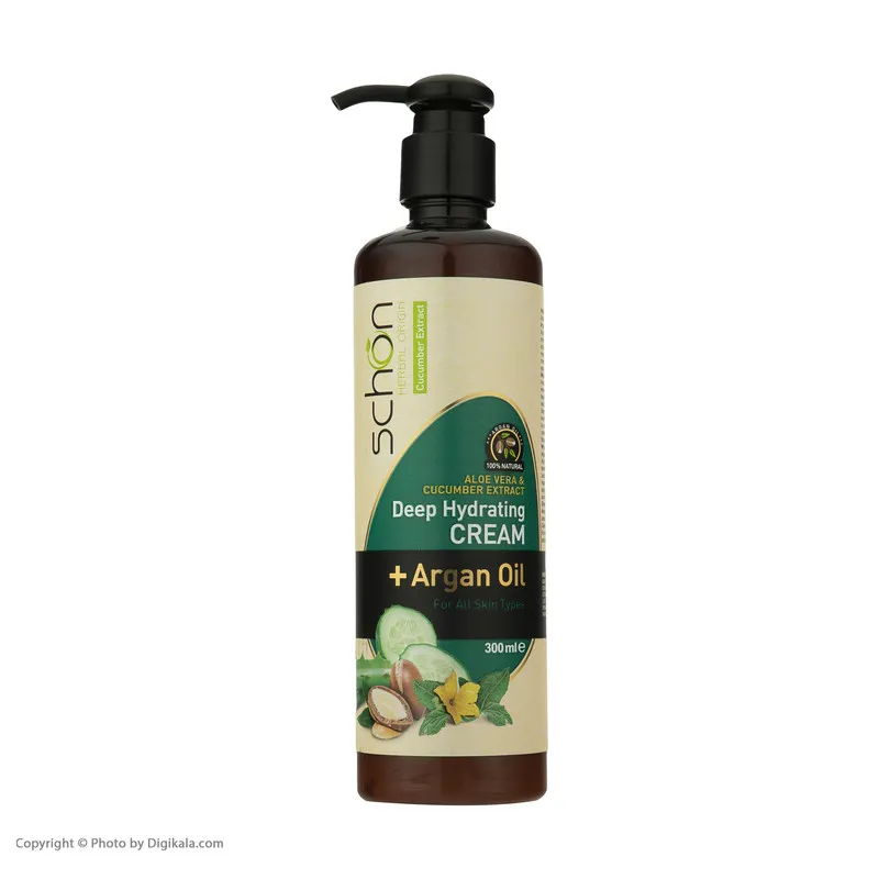 کرم مرطوبکننده شون، مدل Cucumber، مناسب انواع پوست، با عصاره خیار، حاوی روغن آرگان، مناسب استفاده برای دست و صورت، حجم 300 میلیلیتر - تصویر 5