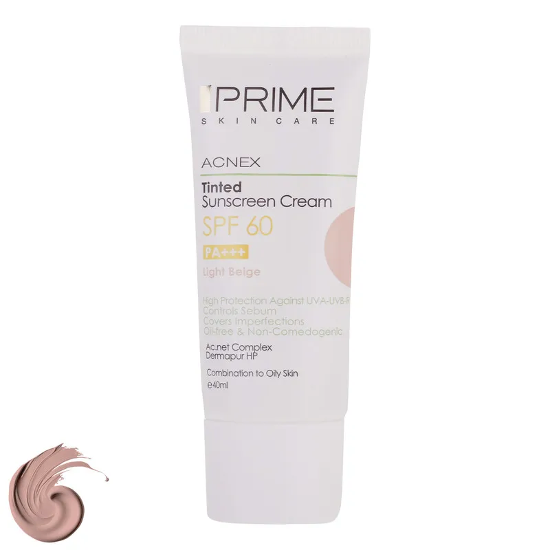 کرم ضدآفتاب رنگی پرایم SPF60 مدل Acnex، مناسب پوست‌های چرب، حجم 40 میلی‌لیتر - تصویر 2