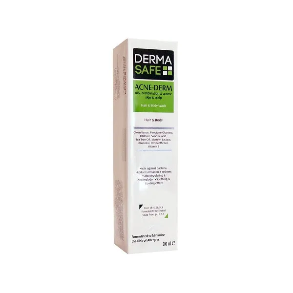 شامپو مو و بدن درماسیف مدل Acne Derm حجم 250 میلی لیتر - تصویر 2