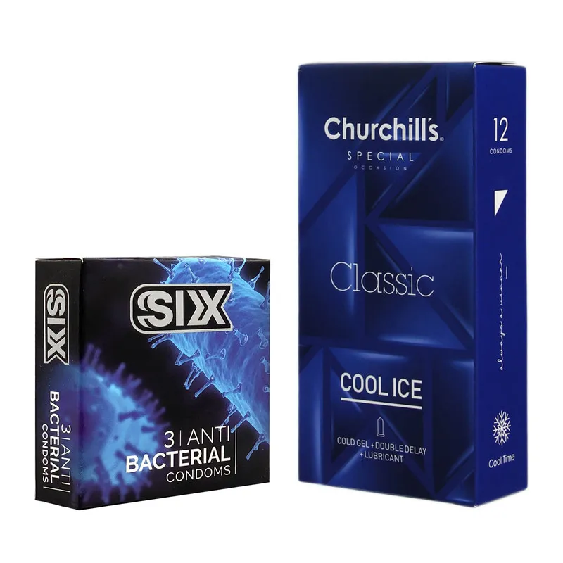 کاندوم چرچیلز مدل Cool Ice بسته 12 عددی به همراه کاندوم سیکس مدل آنتی باکتریال بسته 3 عددی - تصویر 2