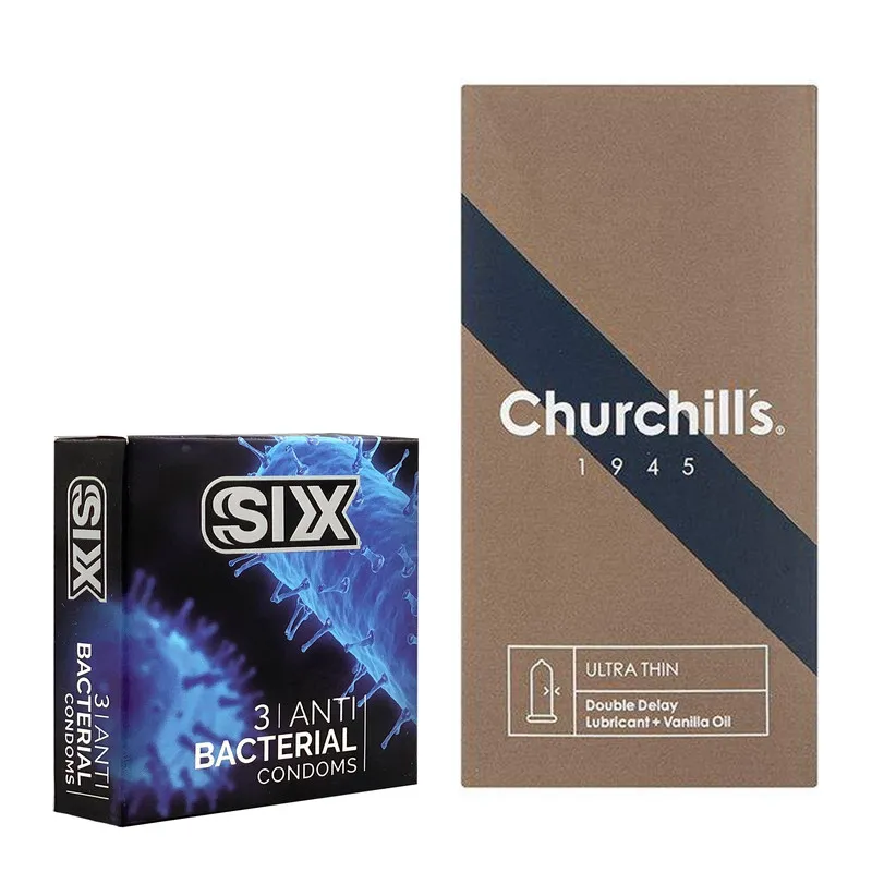 کاندوم چرچیلز مدل Ultra Thin Double Delay بسته 12 عددی به همراه کاندوم سیکس مدل آنتی باکتریال بسته 3 عددی  - تصویر 2