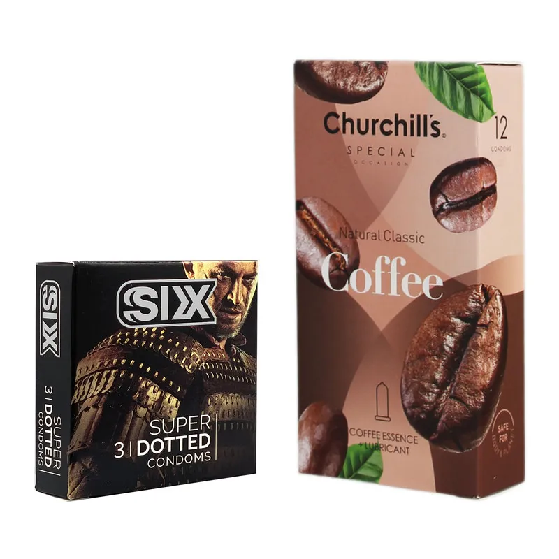 کاندوم چرچیلز مدل Coffee بسته 12 عددی به همراه کاندوم سیکس مدل خاردار بسته 3 عددی - تصویر 2