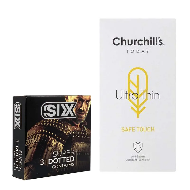 کاندوم چرچیلز مدل Safe Touch بسته 12 عددی به همراه کاندوم سیکس مدل خاردار بسته 3 عددی - تصویر 2