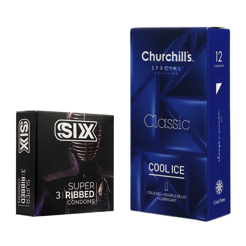 کاندوم چرچیلز مدل Cool Ice بسته 12 عددی به همراه کاندوم سیکس مدل شیاردار بسته 3 عددی  - تصویر 2