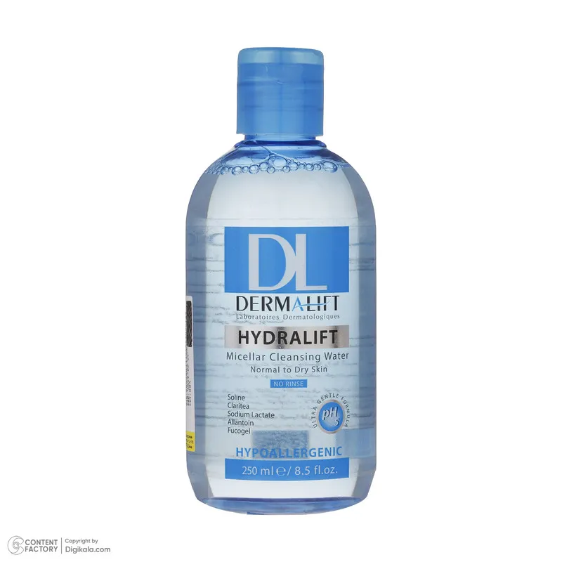 محلول پاک کننده آرایش صورت درمالیفت مدل HYDRALIFT مناسب برای پوست های معمولی و خشک حجم 250 میلی لیتر - تصویر 4
