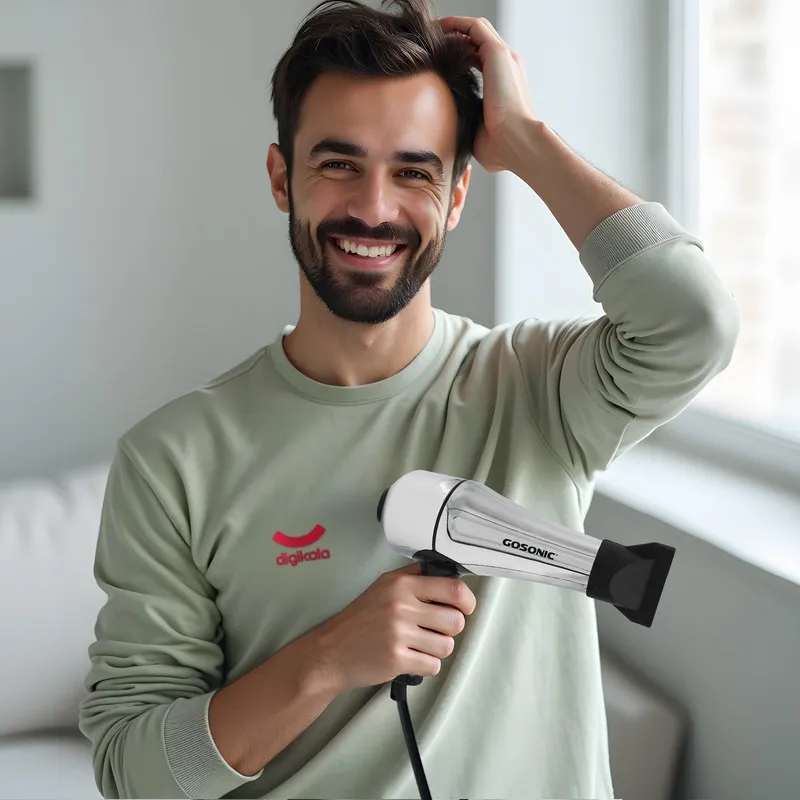 سشوار حرفهای 1800 وات گوسونیک مدل GHD-229، موتور AC، وزن 892 گرم، دارای سری متمرکزکننده پهن با ویژگی حجمدهندگی، با قابلیت فناوری تولید یون، باد سرد - تصویر 3
