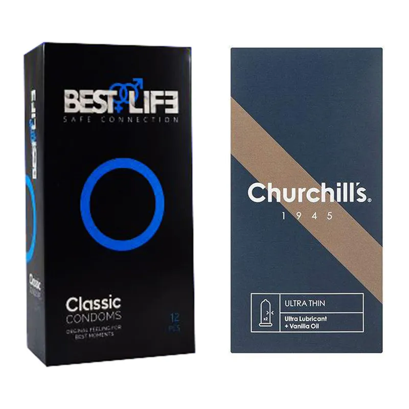 کاندوم چرچیلز مدل Ultra Thin بسته 12 عددی به همراه کاندوم بست لایف مدل Classic بسته 12 عددی - تصویر 2
