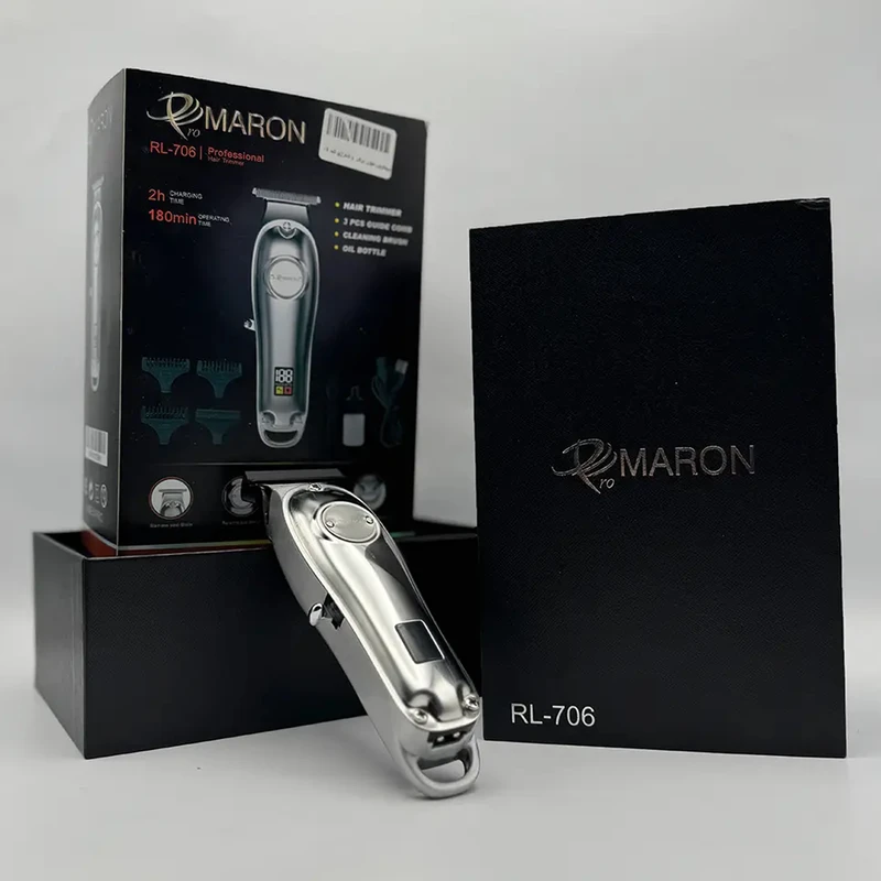 ماشین اصلاح موی سر و صورت پرومارون مدل RL706 با تیغه کروم و استیل ضدزنگ، باتری 600mAh، نمایشگر دیجیتال، قابلیت اصلاح صفر، شانه متحرک 2 تا 4 میلی‌متر، طراحی ارگونومیک و مقاوم در برا - نمای 5