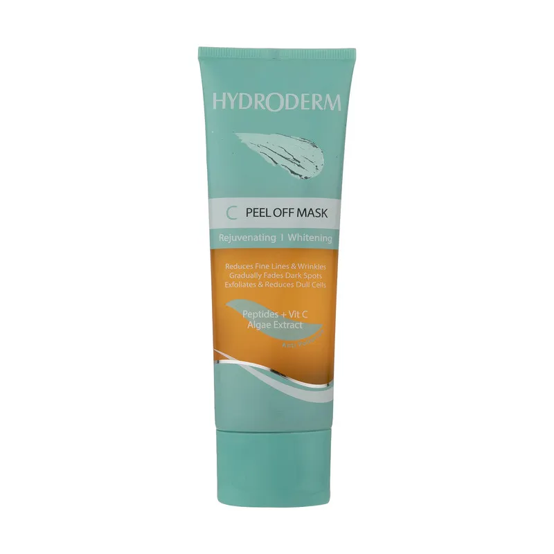 ماسک صورت هیدرودرم مدل Peel Off وزن 100 گرم مناسب پوست معمولی با خاصیت شفافکننده و لطافتبخش، حاوی ویتامین سی، پپتید و گلیسیرین، مناسب آقایان و خانمها، مجوز سازمان غذا و دارو