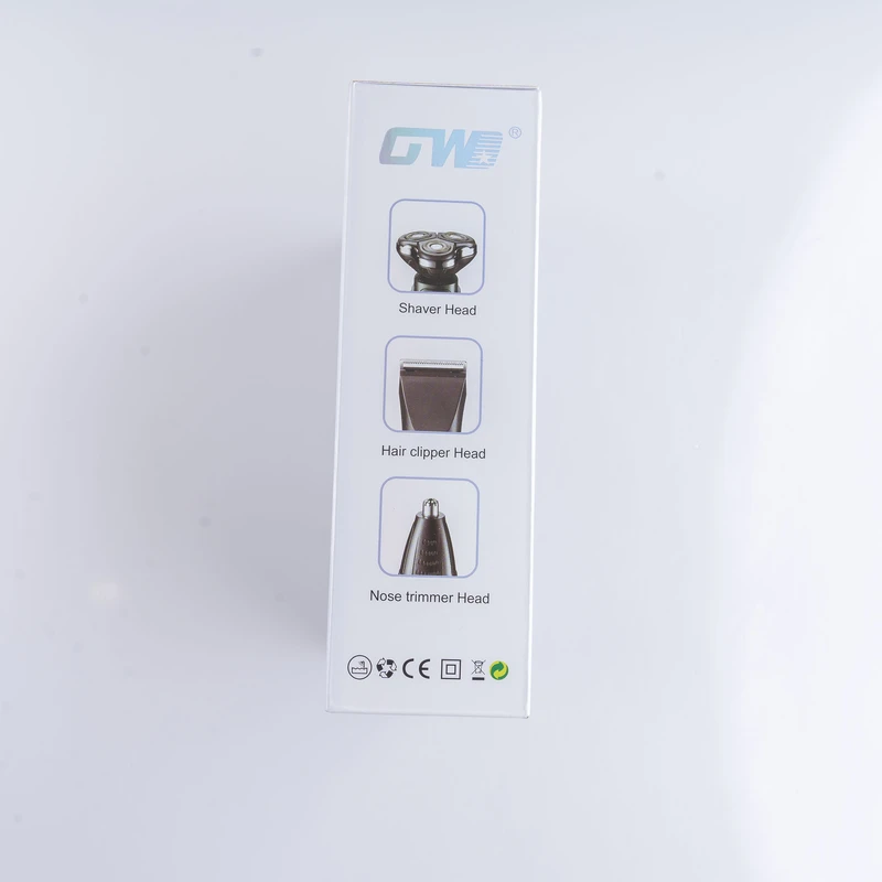 ست ماشین اصلاح موی صورت و بینی شارژی جی دبلیو مدل GW-9936B، اصلاح به صورت صفر زن، خط زن و حجم زن، منبع انرژی با باتری، تکنولوژی اصلاح به صورت برش چرخشی، اندازه اصلاح 0.1 میلی‌متر،  - نمای 4