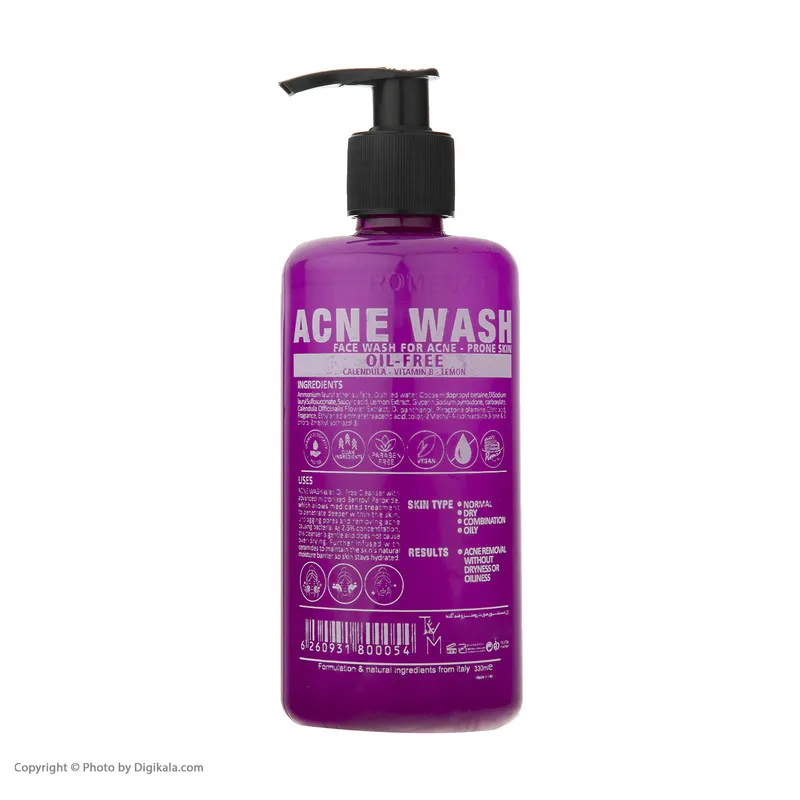 پاک کننده آرایش صورت رومنزو مدل Acne Wash حجم 330 میلی لیتر - تصویر 2
