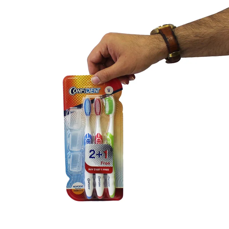 مسواک کانفیدنت مدل Promo Pearl با برس متوسط بسته 3 عددی - تصویر 3
