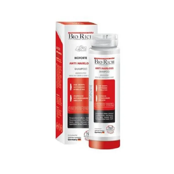 شامپو روزانه تقویتکننده و ضد ریزش مو بایوریچ مخصوص انواع مو، حجم 250 میلیلیتر مدل ANTI HAIR LOSS، حاوی کراتین، بدون سولفات، حجمدهنده و ترمیمکننده با عصاره مریم گلی، گزنه و، رزماری - تصویر 2