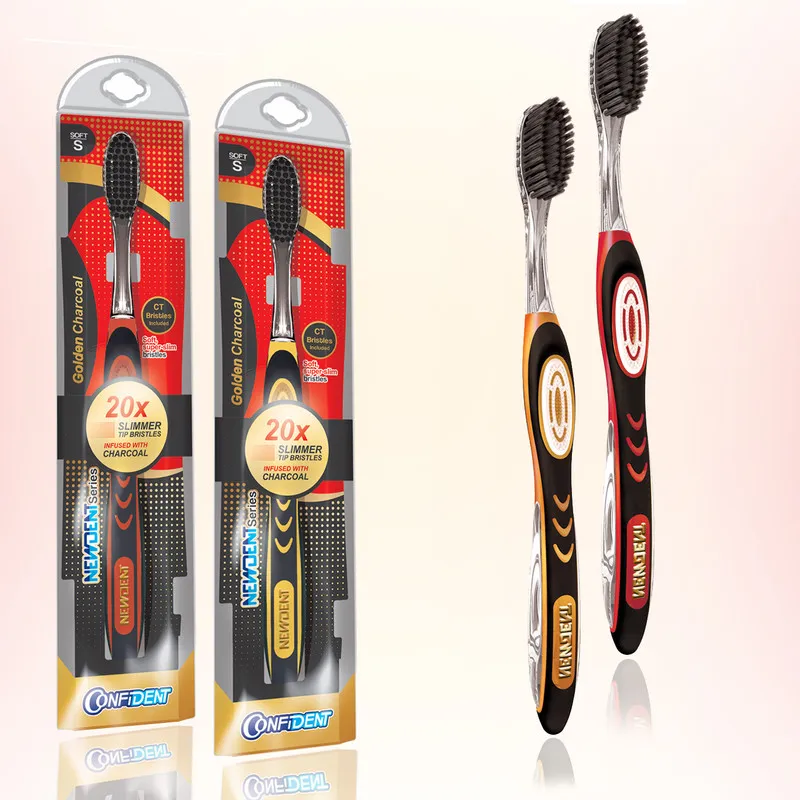 مسواک کانفیدنت مدل Golden Charcoal با برس نرم مجموعه 2 عددی - تصویر 3