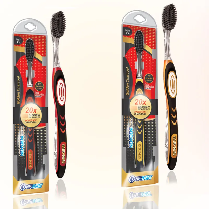 مسواک کانفیدنت مدل Golden Charcoal با برس نرم مجموعه 2 عددی - تصویر 4
