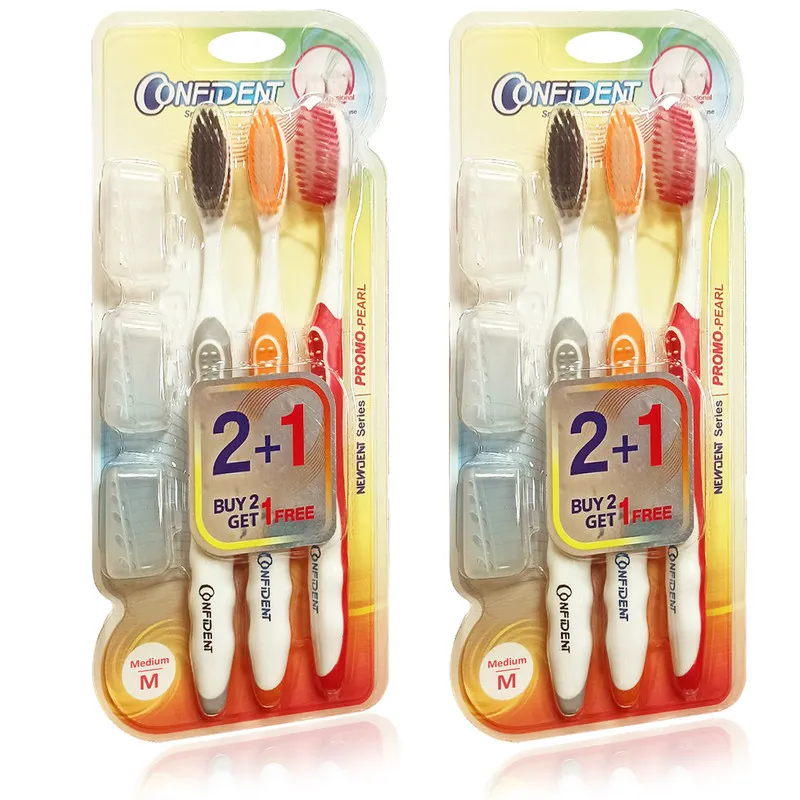 مسواک کانفیدنت مدل PROMO PEARL با برس متوسط مجموعه 2 عددی - تصویر 4