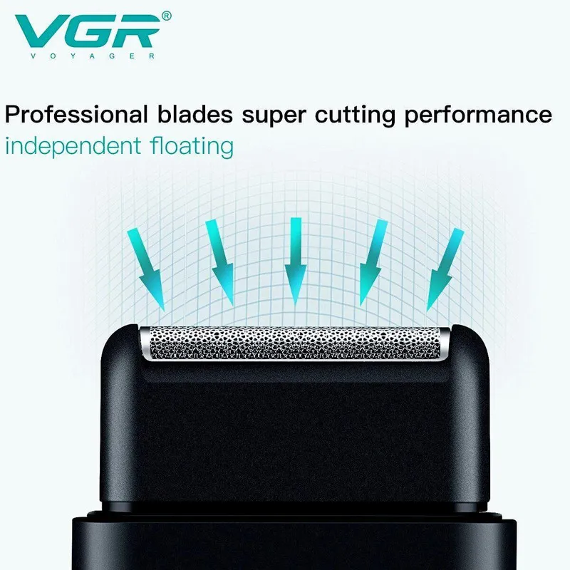 ماشین اصلاح موی صورت وی جی آر مدل V-390 با تیغه استیل ضد زنگ، تکنولوژی شیو فویلی، باتری قابل شارژ با 45 دقیقه زمان استفاده و طراحی ارگونومیک - تصویر 6