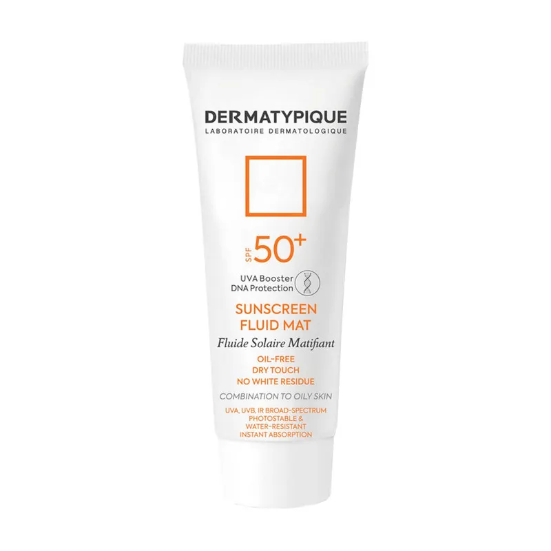 فلوئید ضدآفتاب بیرنگ درماتیپیک SPF50 مدل Fluid mat، مناسب پوستهای چرب و مختلط، حجم 40 میلیلیتر - تصویر 2