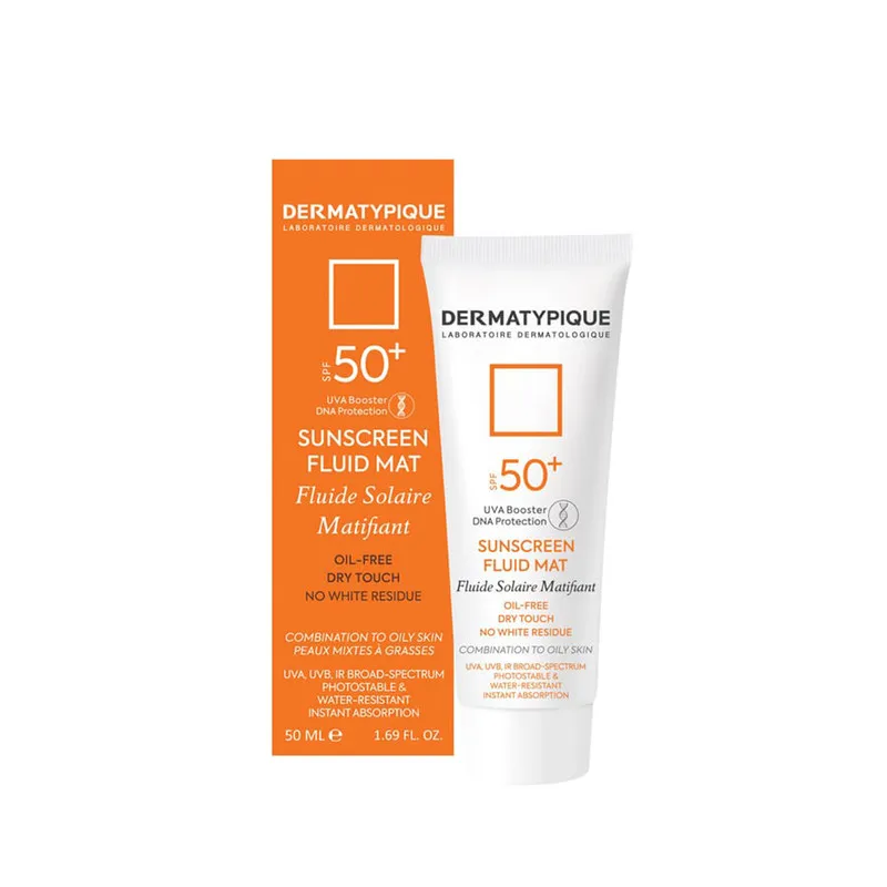 فلوئید ضدآفتاب بیرنگ درماتیپیک SPF50 مدل Fluid mat، مناسب پوستهای چرب و مختلط، حجم 40 میلیلیتر - تصویر 4