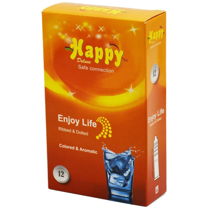 کاندوم هپی مدل معطر و رنگی بسته 12 عددی