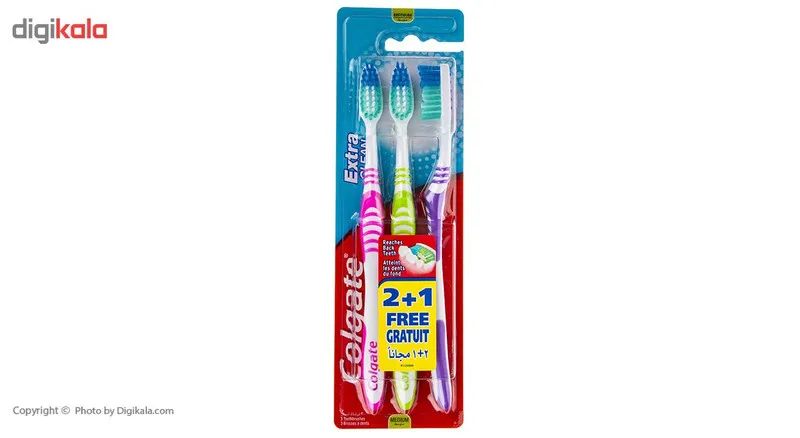پک مسواک کلگیت مدل Extra Clean بسته 3 عددی - تصویر 2