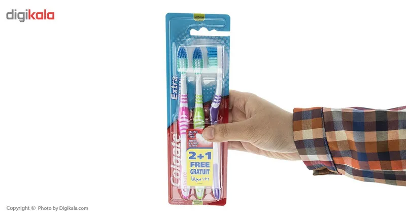 پک مسواک کلگیت مدل Extra Clean بسته 3 عددی - تصویر 3