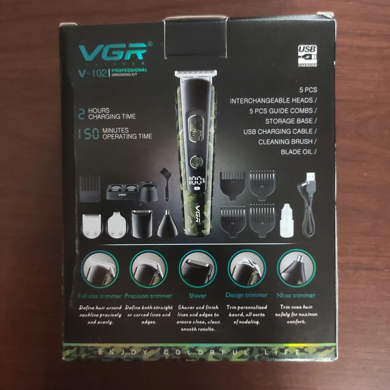 ست ماشین اصلاح موی صورت و بدن وی جی ار مدل V-102 - تصویر 6