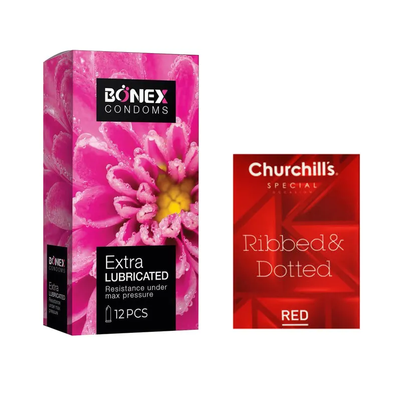 کاندوم بونکس مدل Extra Lubricated بسته 12 عددی به همراه کاندوم چرچیلز مدل Hot Gel بسته 3 عددی - تصویر 2