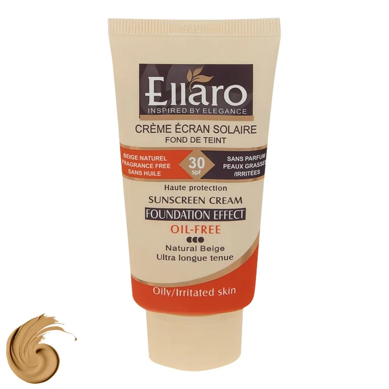 کرم ضد آفتاب رنگی الارو SPF30 سری Foundation Effect مدل Natural Beige محافظ UVB، مناسب پوست‌های چرب و حساس تحت لیسانس حجم 40 میلی‌لیتر - تصویر 2