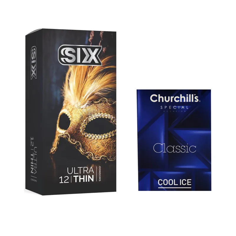 کاندوم سیکس مدل Ultra Thin بسته 12 عددی به همراه کاندوم چرچیلز مدل Cool Ice بسته 3 عددی - تصویر 2