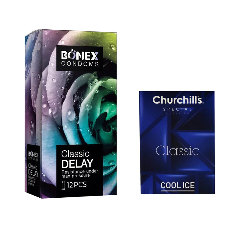 کاندوم بونکس مدل Classic Delay بسته 12 عددی به همراه کاندوم چرچیلز مدل Cool Ice بسته 3 عددی - تصویر 2