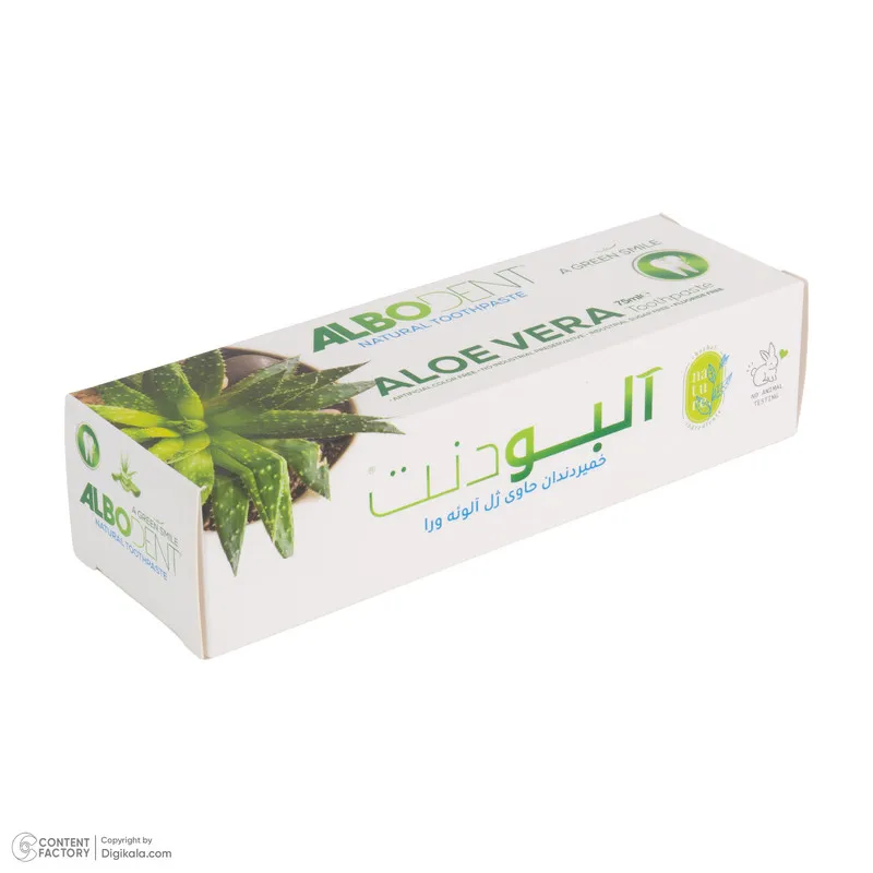 خمیر دندان ضد باکتری آلبودنت مدل Aloe Vera با طعم دارچین مناسب برای همه دندان‌ها وزن 75 گرم - تصویر 3
