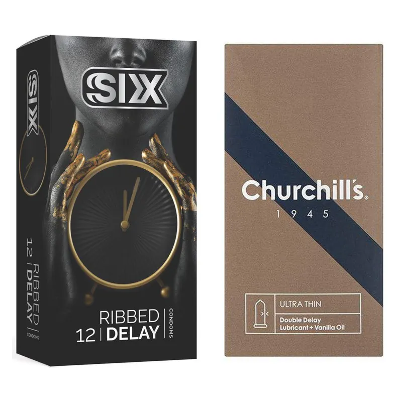 کاندوم چرچیلز مدل Ultra Thin Double Delay بسته 12 عددی به همراه کاندوم سیکس مدل Ribbed Delay بسته 12 عددی - تصویر 2