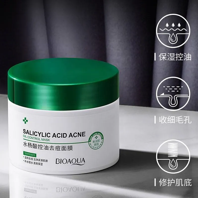 ماسک صورت بایو آکوا مدل SALICYLIC ACID ACNE حجم 120 میلیلیتر مرطوبکننده، کنترلکننده چربی، آبرسان، بستهکننده منافذ باز، روشنکننده و افزاینده استحکام پوست مناسب انواع پوست و ضد جوش - تصویر 2