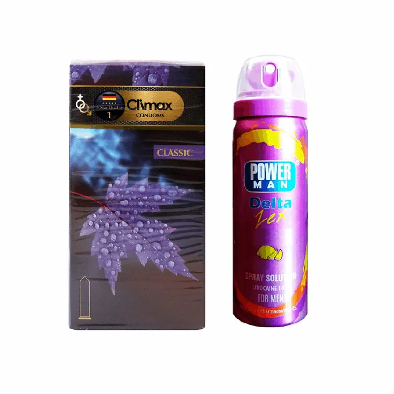کاندوم فارکس مدل Classic 1 بسته 12 عددی به همراه اسپری پاورمن مدل Lemon وزن 60 گرم
