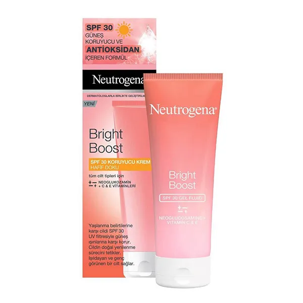 ژل ضد آفتاب بدون رنگ نوتروژینا spf 30 مدل Bright Boost مناسب برای انواع پوست حجم 50 میلی لیتر