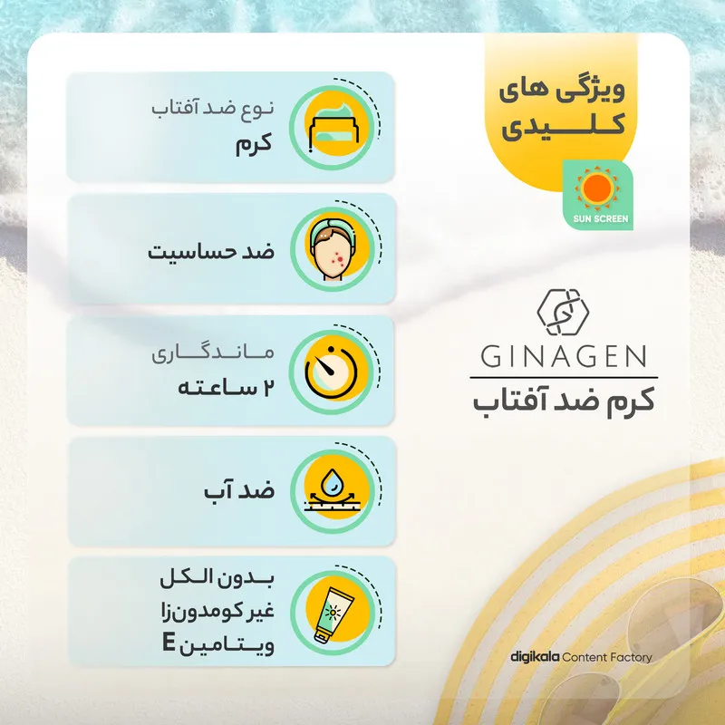 کرم ضدآفتاب بیرنگ ژیناژن مدل SPF50، مناسب پوستهای چرب، حجم 50 میلیلیتر - تصویر 4