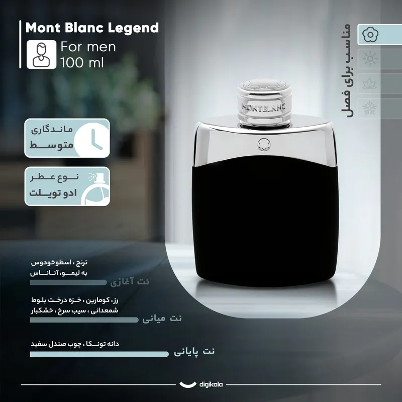 ادو تویلت مردانه مون بلان مدل Legend با رایحه شیرین و خنک حجم 100 میلی لیتر - تصویر 5