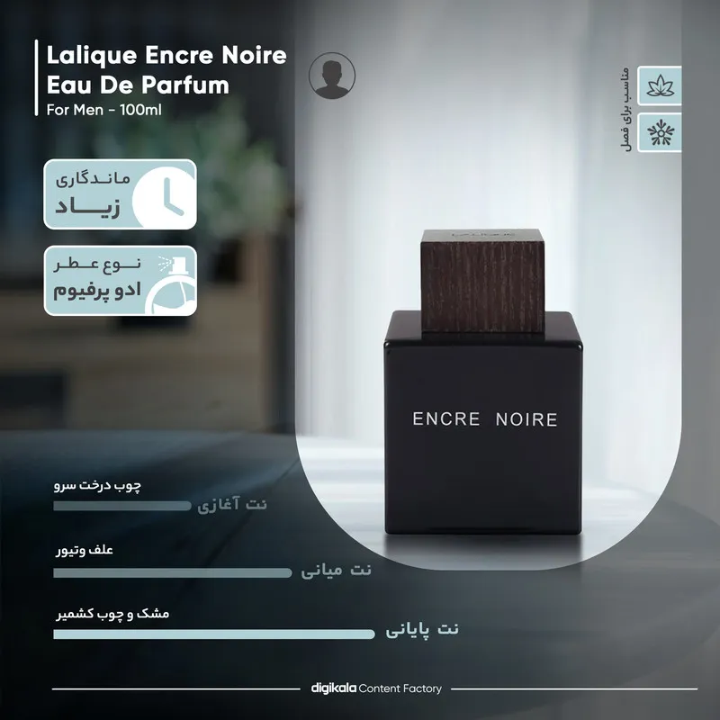 ادو تویلت مردانه لالیک مدل Encre Noire مشکی حجم 100 میلی لیتر - تصویر 5