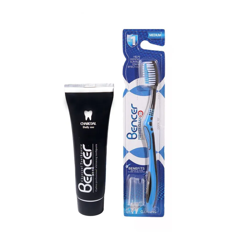 مسواک بنسر مدل Premier Clean با برس متوسط به همراه خمیر دندان بنسر مدل ذغالی وزن 120 گرم - تصویر 3